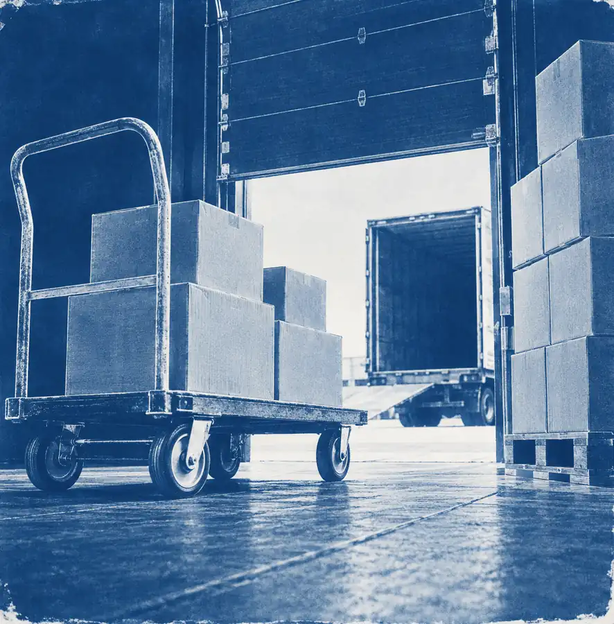 Illustration of distribution businesses equipment and workspace